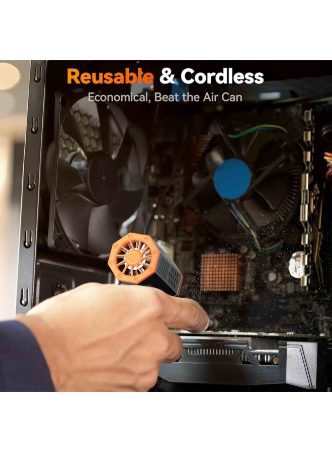 WOLFBOX 110K RPM 5000mAh 3-Gear Turbofan Rechargeable Cordless Electric Air Duster Black and Orange 4.5 x 17.5 x 15 cm MEGAFLOW 50 - Image 3